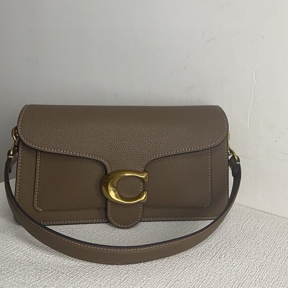 COACH Tabby Shoulder Bag 20 Polished Pebble Leather Brass Dark Stone - Picture 1 of 9